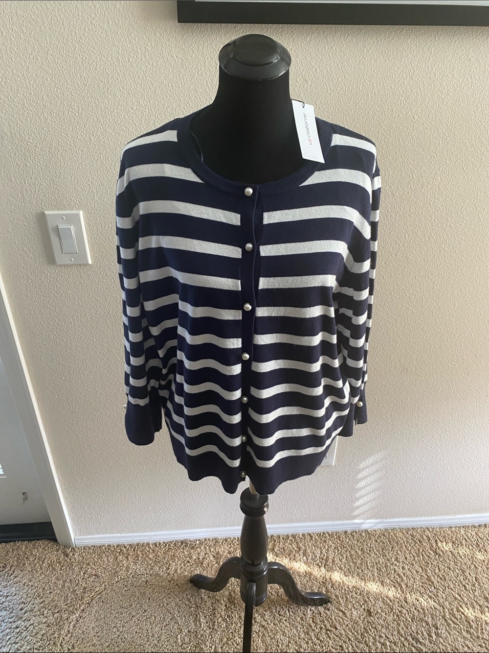 Liz Claiborne Navy Button Up Sweater
